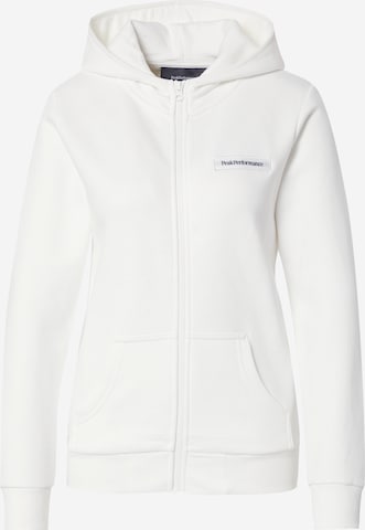 PEAK PERFORMANCE - Sudadera con cremallera deportiva en blanco: frente