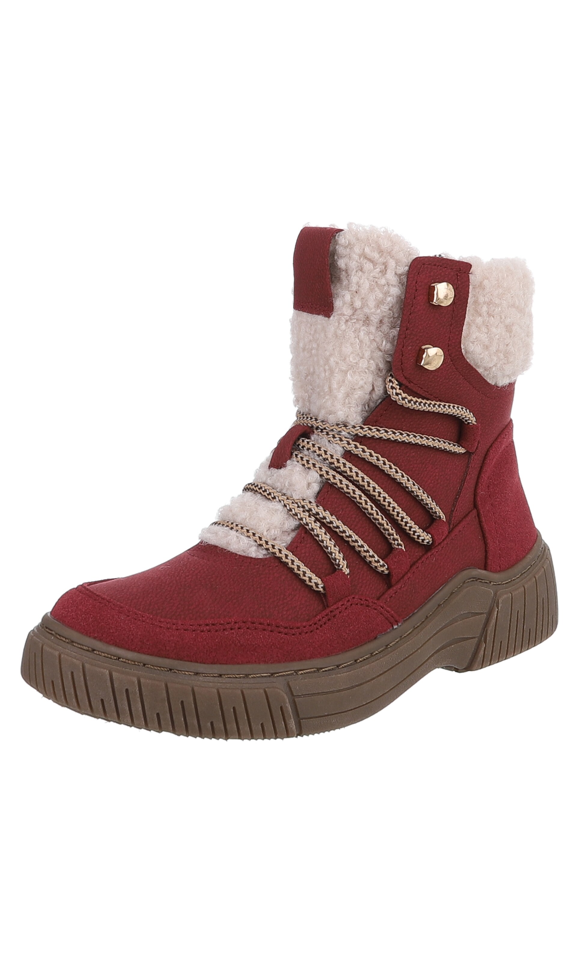 Ital-Design Lace-Up Ankle Boots in Red: front