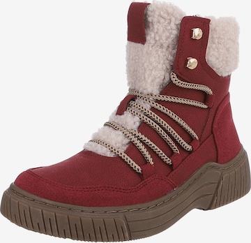 Ital-Design Schnürstiefelette in Rot: Vorderseite