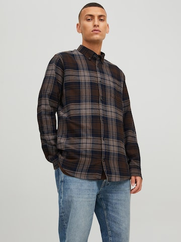 JACK & JONES Regular fit Button Up Shirt 'WILLY' in Brown