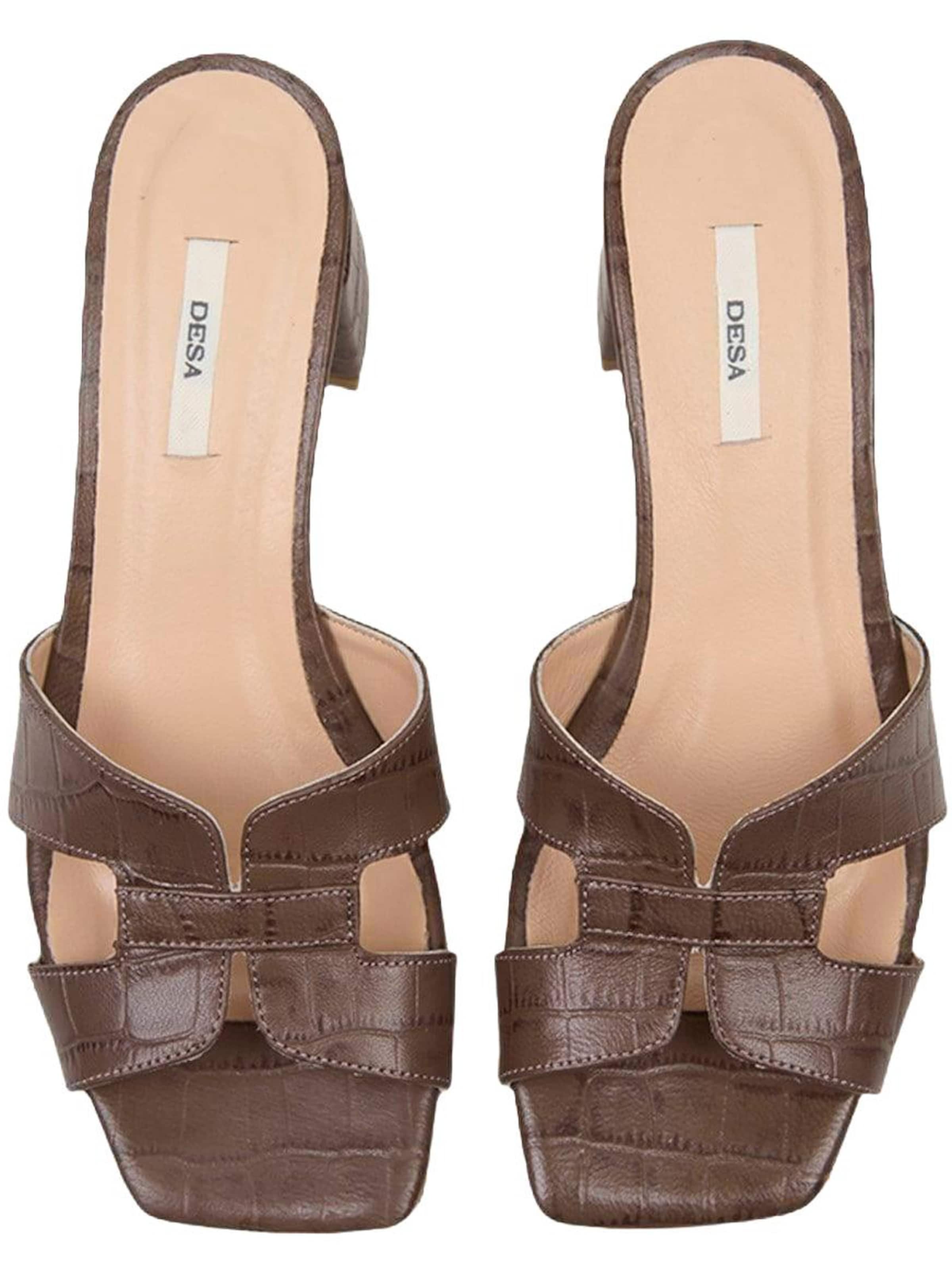 Desa - Zapatos abiertos 'DESA Damen-Sandalen aus Leder mit Kroko-Optik und Absatz' en marrón