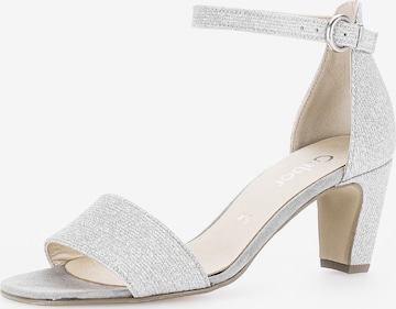 GABOR Strap Sandals in Silver: front