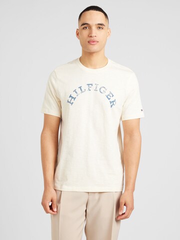 T-Shirt TOMMY HILFIGER en beige : devant