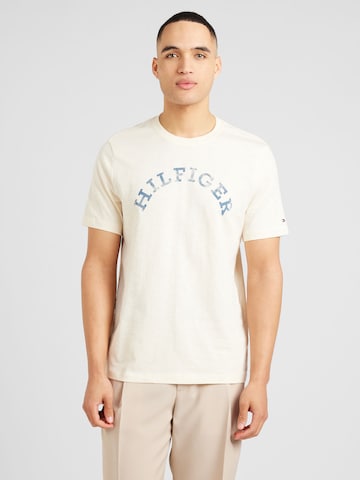 T-Shirt TOMMY HILFIGER en beige : devant