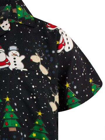 King Kameha Regular Fit Hemd 'Christmas Buddies' in Schwarz