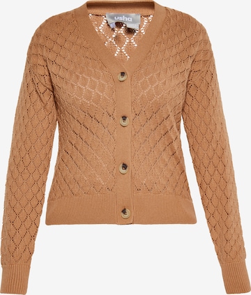 Usha Knit Cardigan in Brown: front