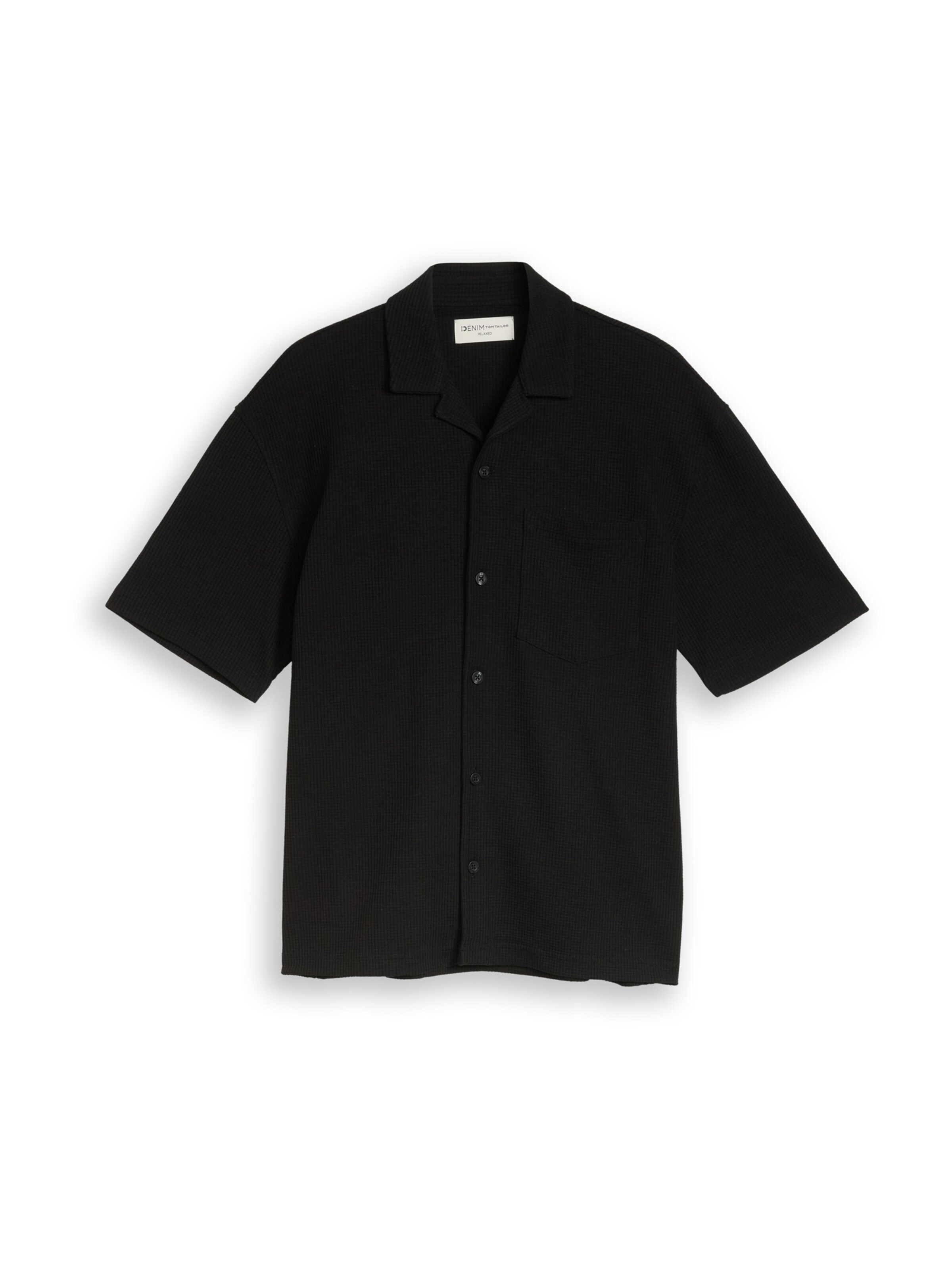 TOM TAILOR DENIM Button Up Shirt in Black: front