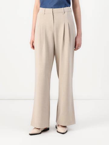 MSCH COPENHAGEN Wide leg Veckad byxa 'Mirabelle Michelle' i beige: framsida