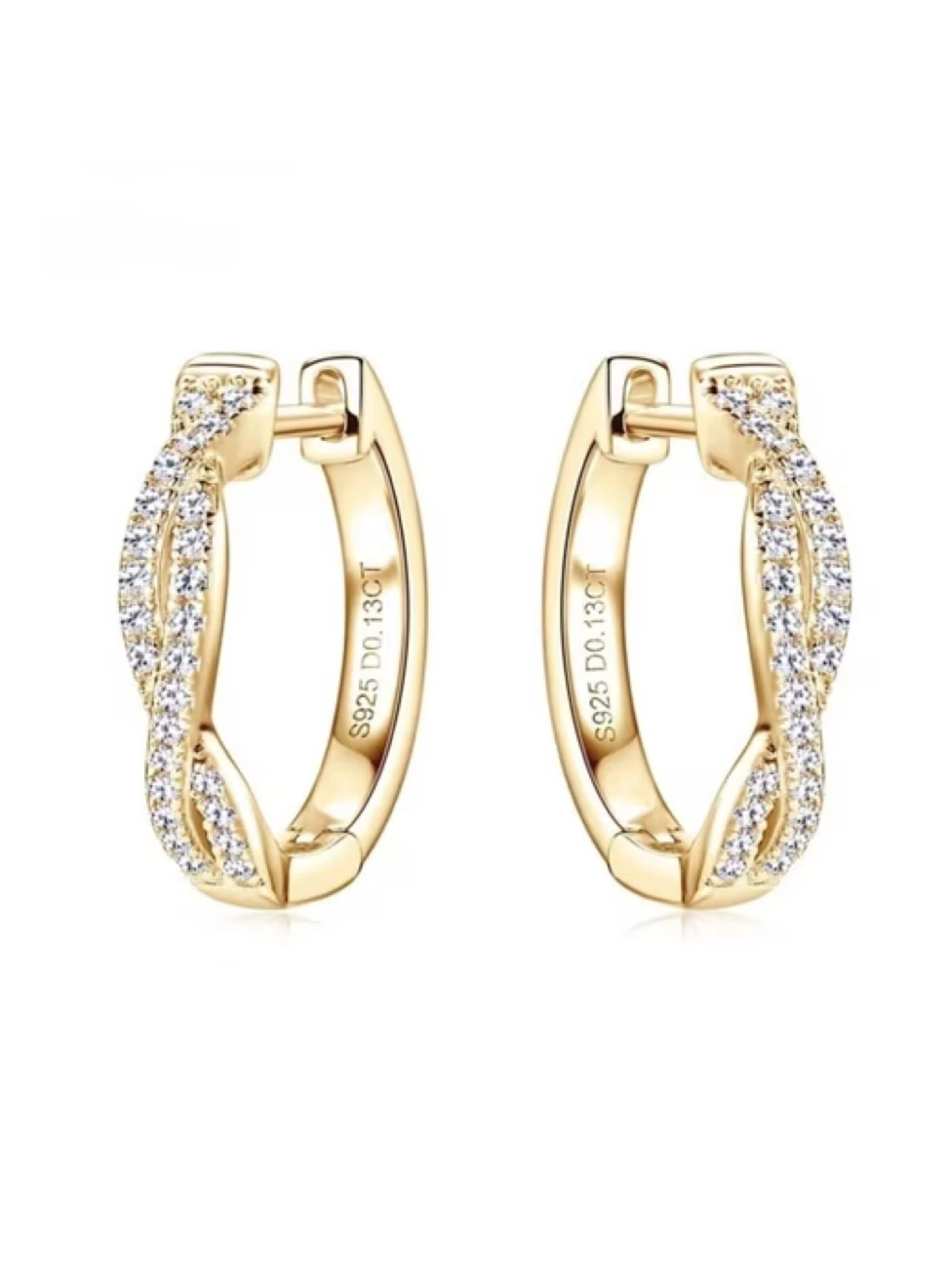 ROUGEMONT Jewellery Ohrringe 'Funkelnde Moissanit Creolen Ohrringe mit Echtheitszertifikat'‌‌‌‌‌‌‌‌ in Gold: Vorderseite