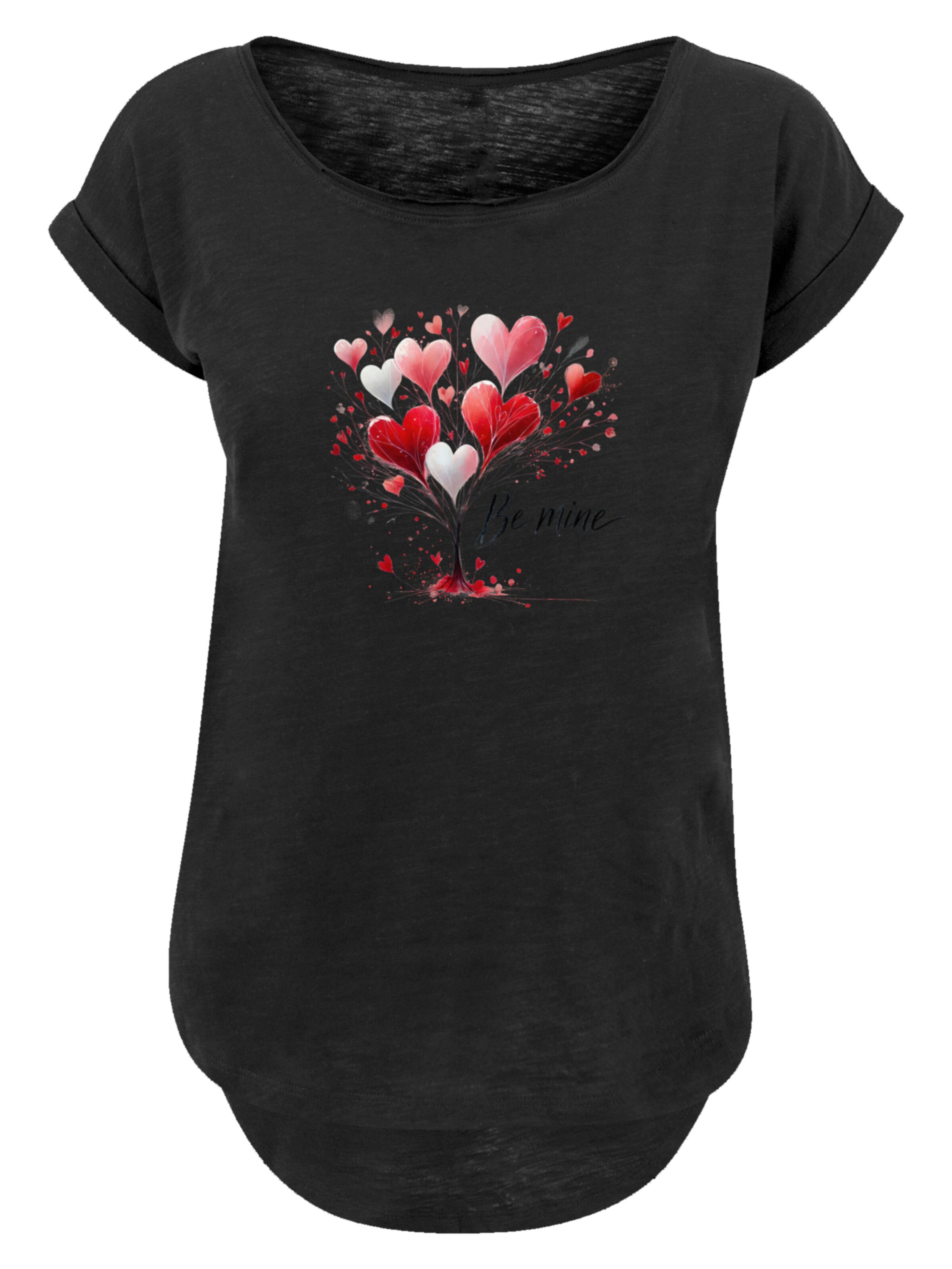 F4NT4STIC Shirt 'Herzbaum Be Mine!' in Zwart: voorkant
