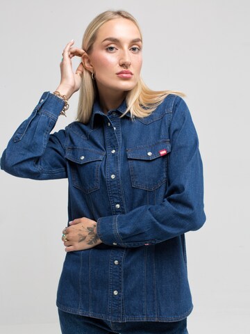 BIG STAR Blouse 'Western' in Blauw: voorkant