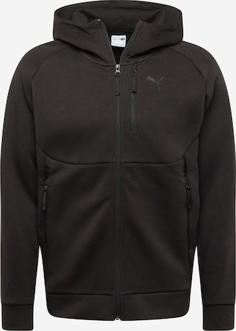 PUMA Sportsweatjacke 'TECH' in Schwarz: predná strana