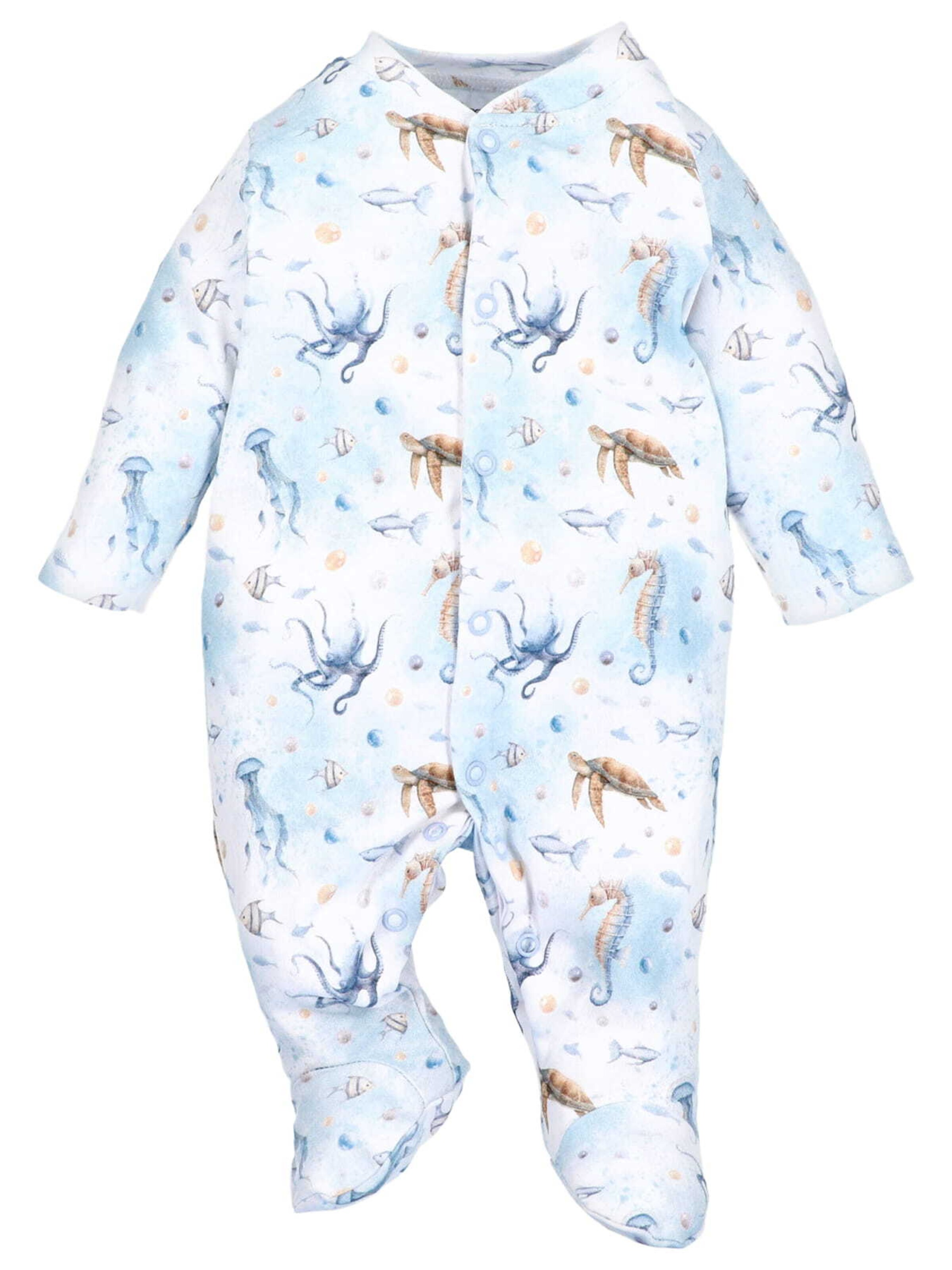Barboteuse / body 'Meerestiere' NINI en bleu : devant
