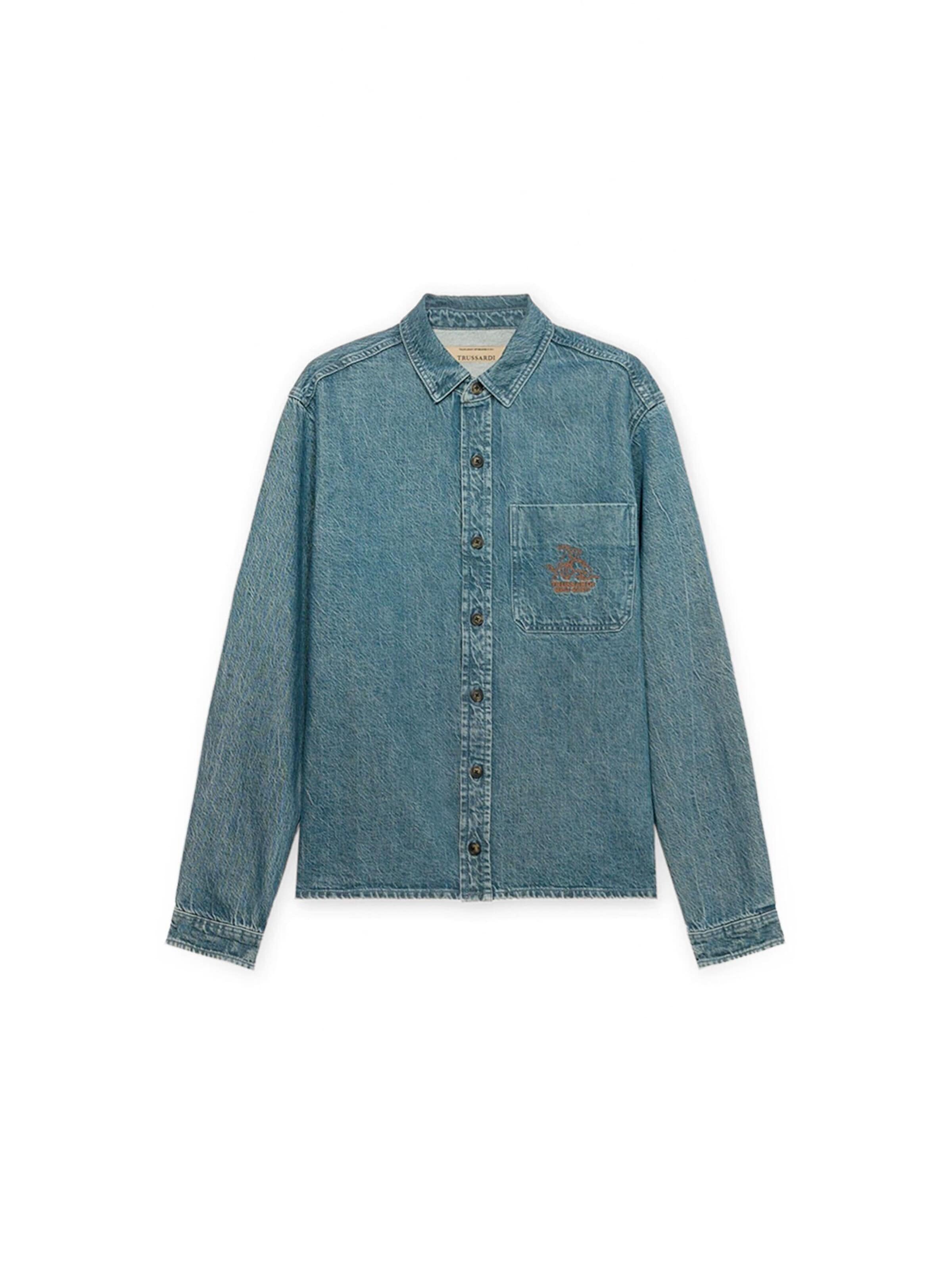 Trussardi Regular fit Button Up Shirt in Blue: front