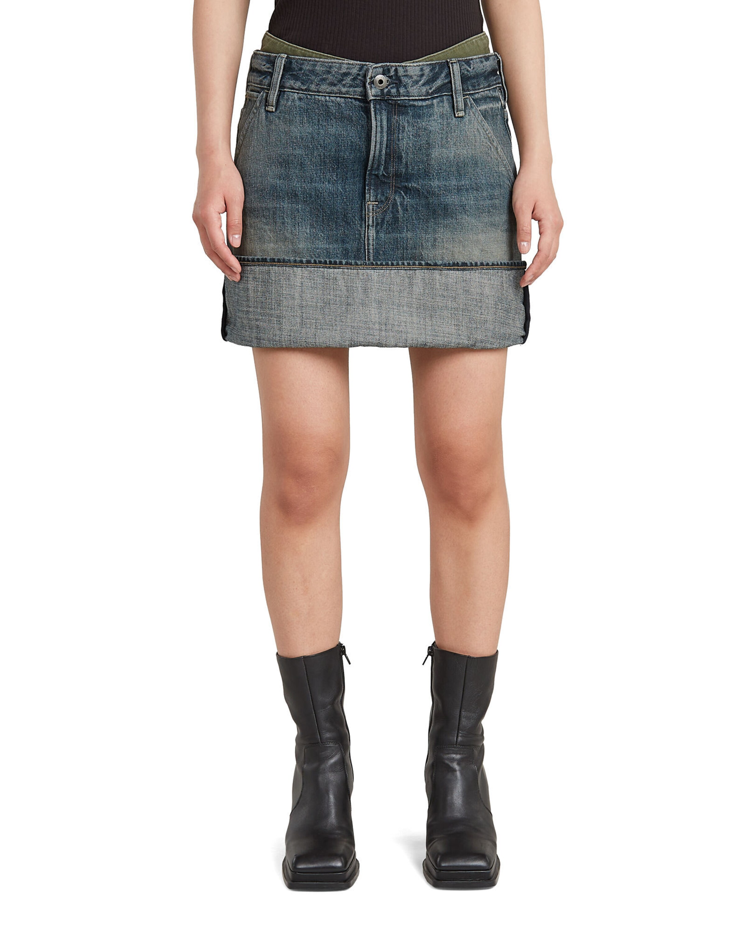Jupe 'Hybrid Turn-up Mini Skirt' G-STAR en bleu : devant