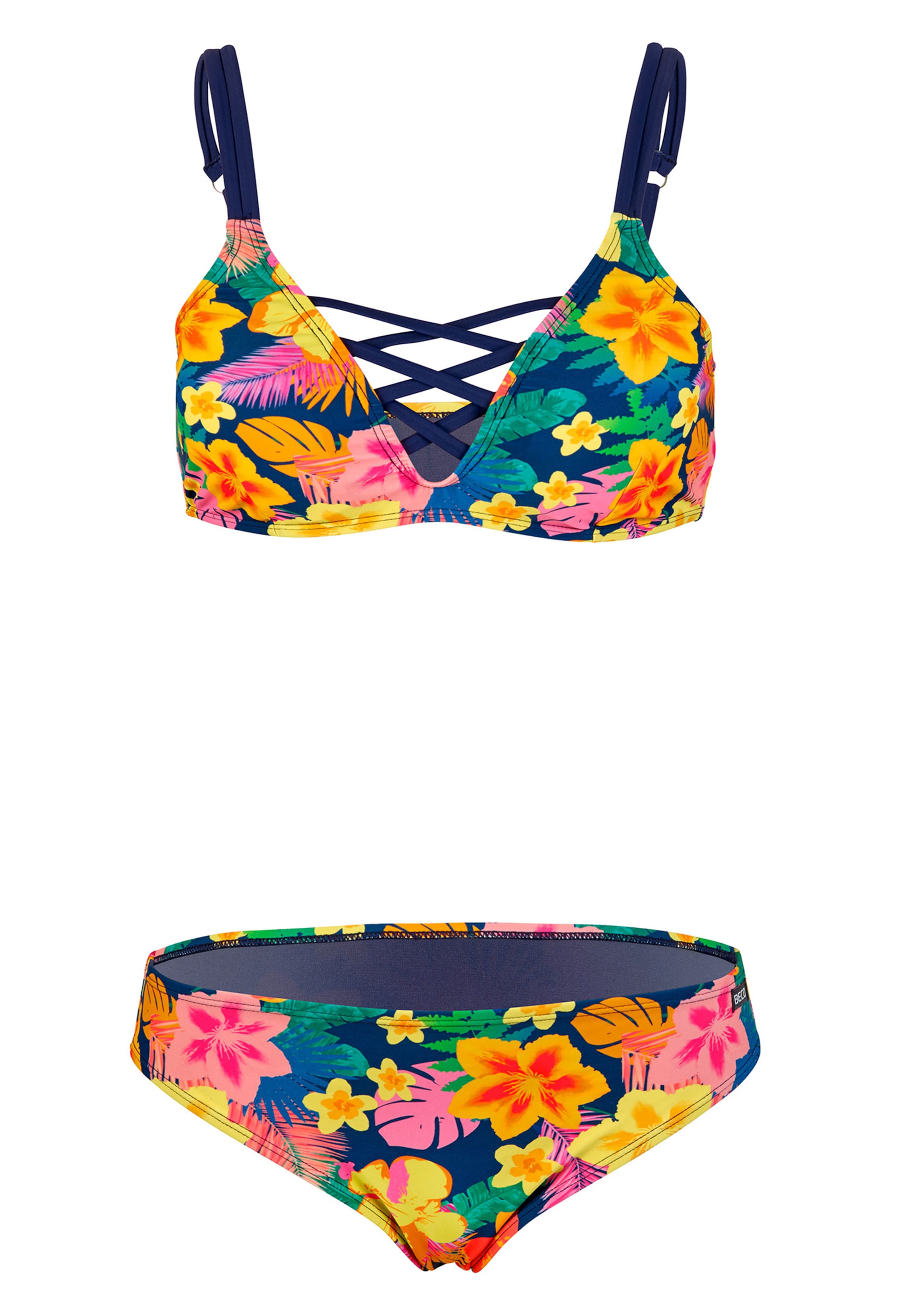 BECO the world of aquasports Bustier Bikini 'Summer Flowers' in Oranje: voorkant