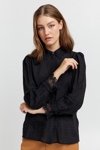 PULZ Jeans Blouse 'CANNY' in Zwart: voorkant