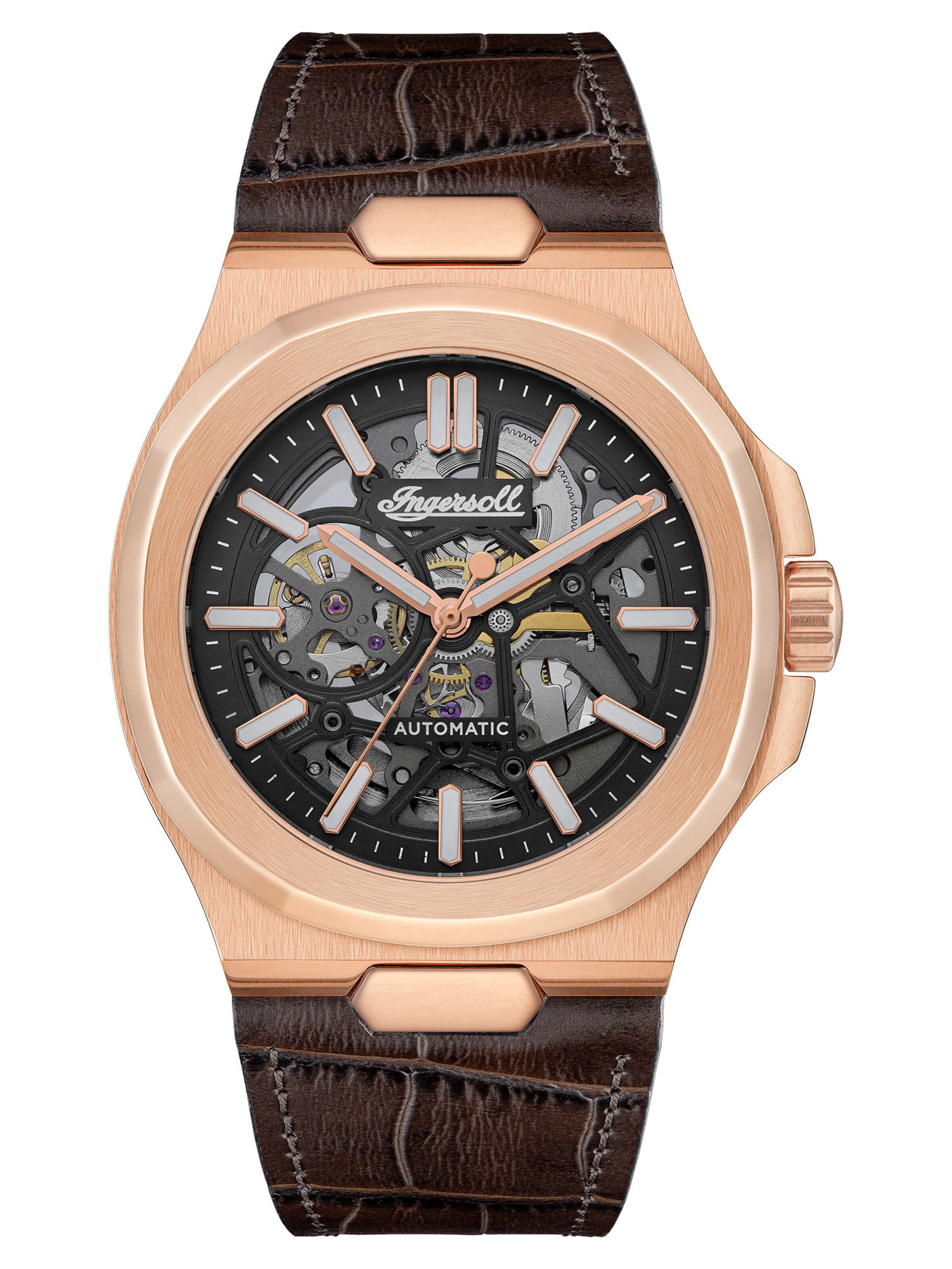 Montre à affichage analogique INGERSOLL en marron : devant