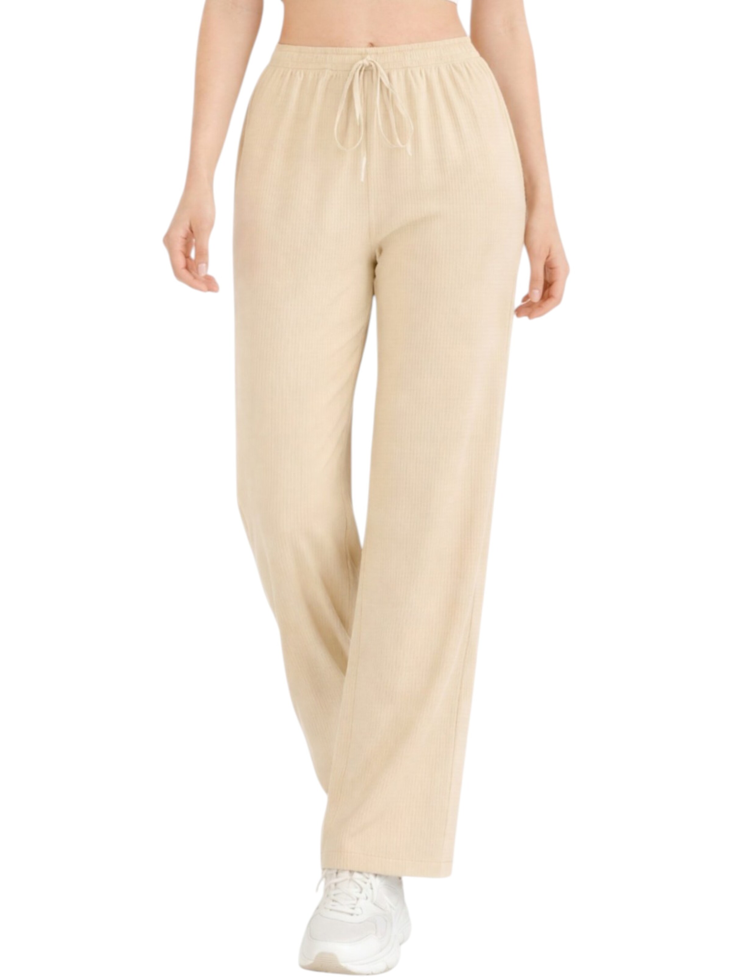 Wide Leg Pantalon 'FLORYN – Palazzohose Crinkle' fashionshowcase en beige