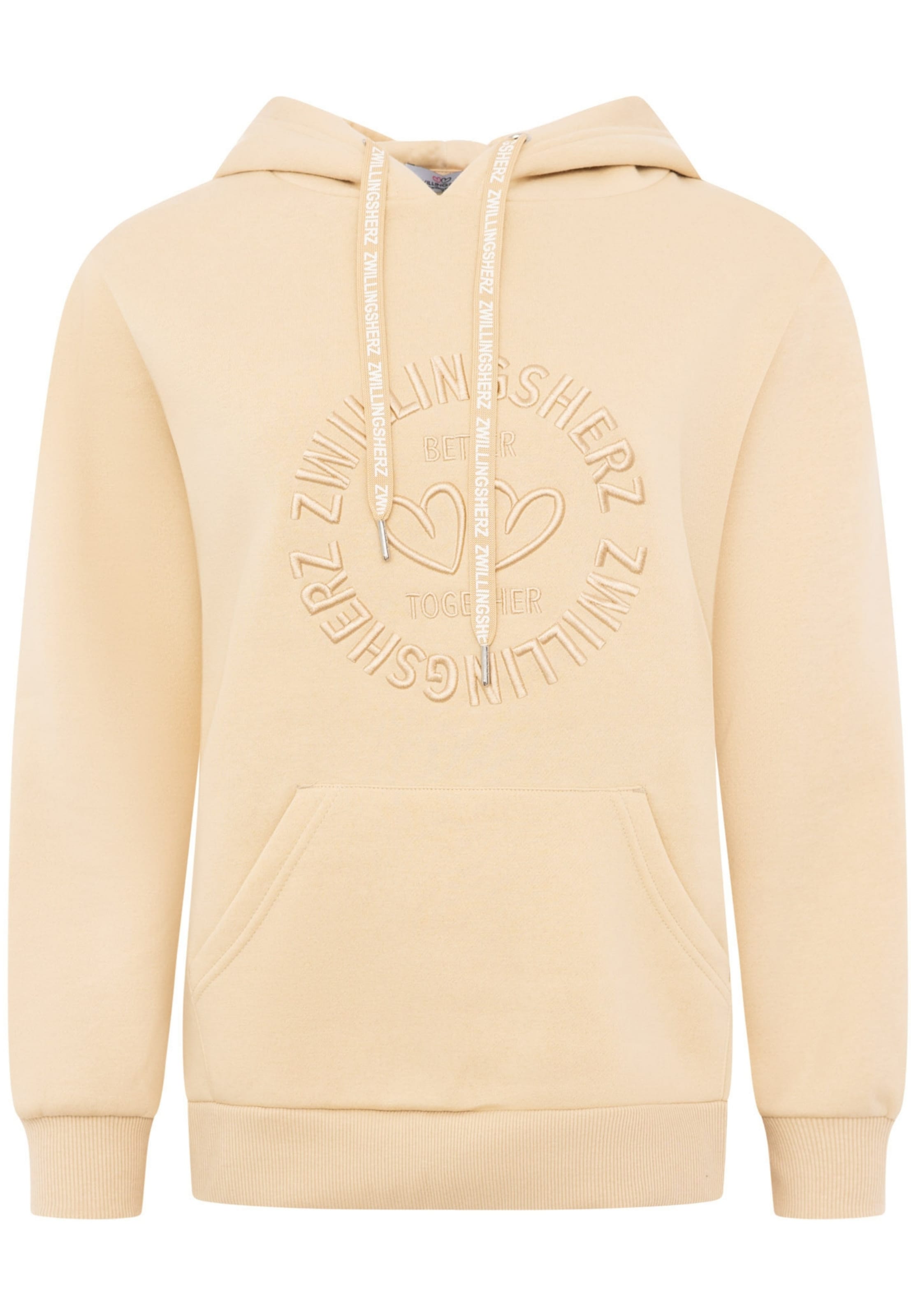 Sweat-shirt Zwillingsherz en beige : devant