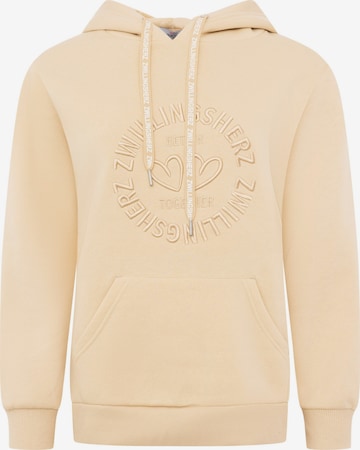 Sweat-shirt Zwillingsherz en beige : devant