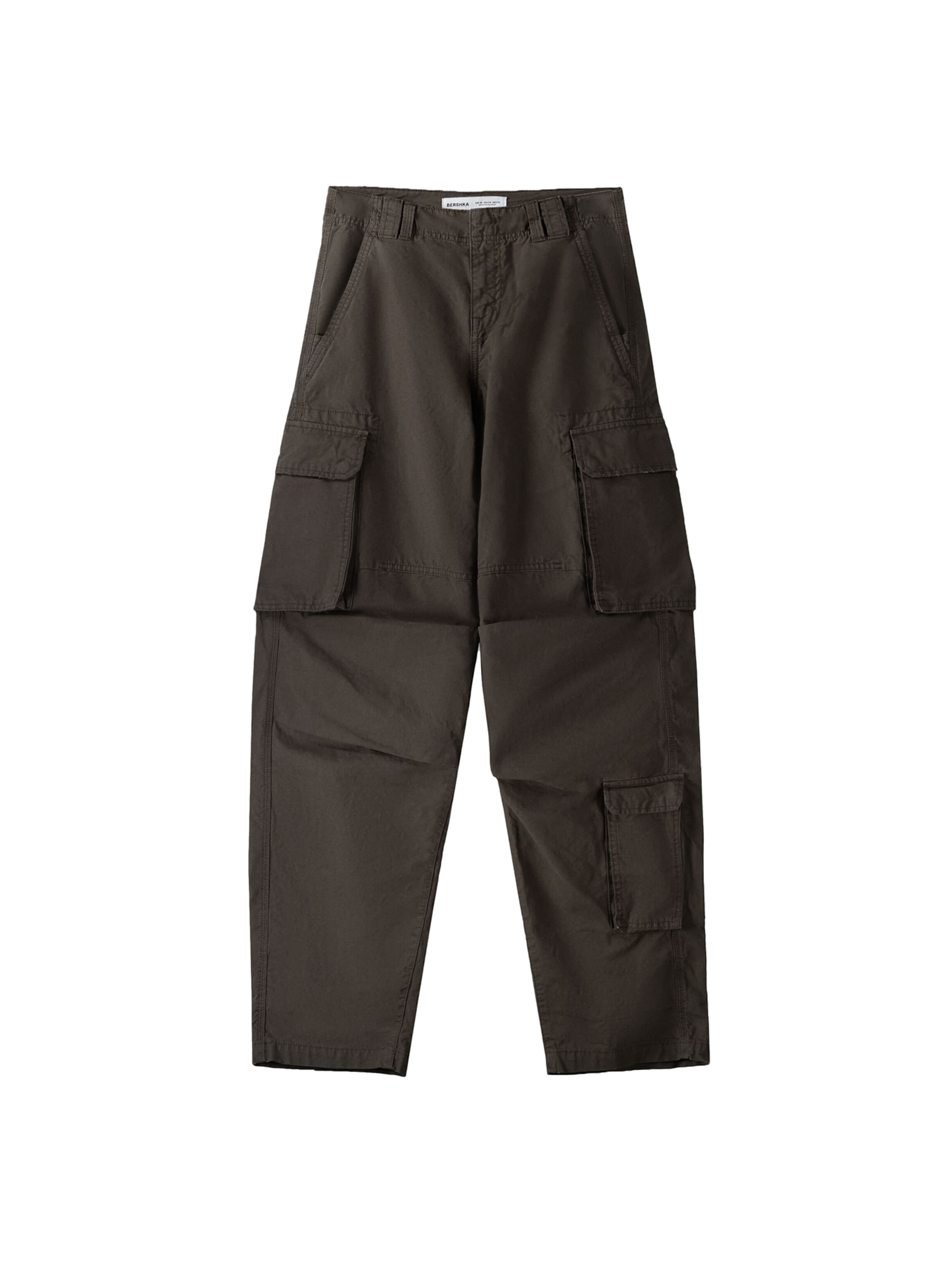 BershkaLoosefit Cargo hlače - zelena boja: prednji dio