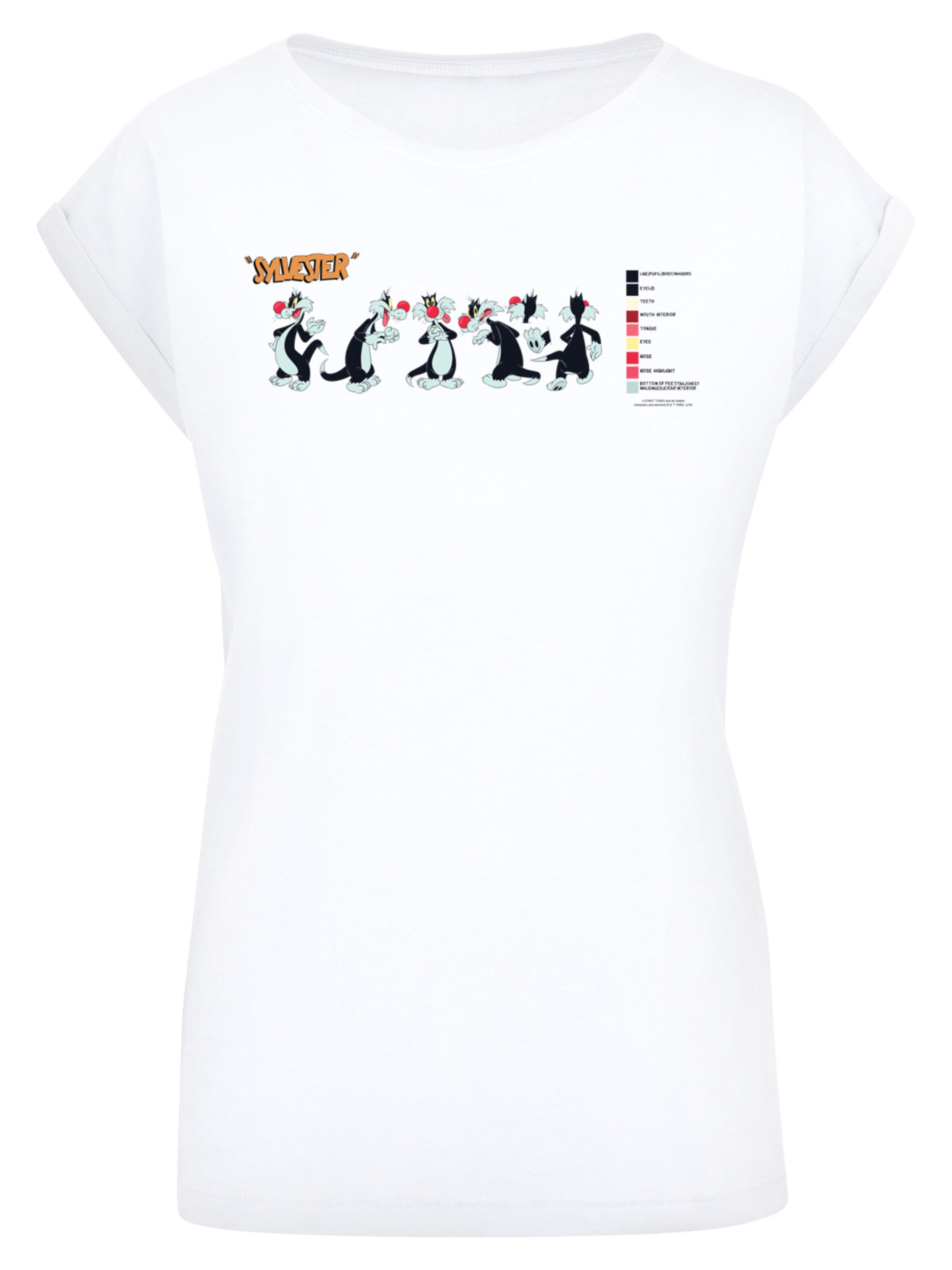 F4NT4STIC Shirt 'Looney Tunes Sylvester' in Wit: voorkant