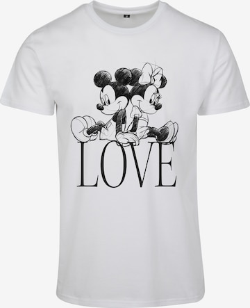 Merchcode - Camiseta 'Minnie Loves Mickey' en blanco: frente