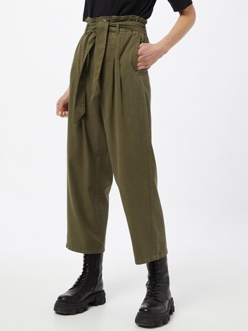 ONLY Loosefit Kalhoty se sklady v pase – zelená: přední strana