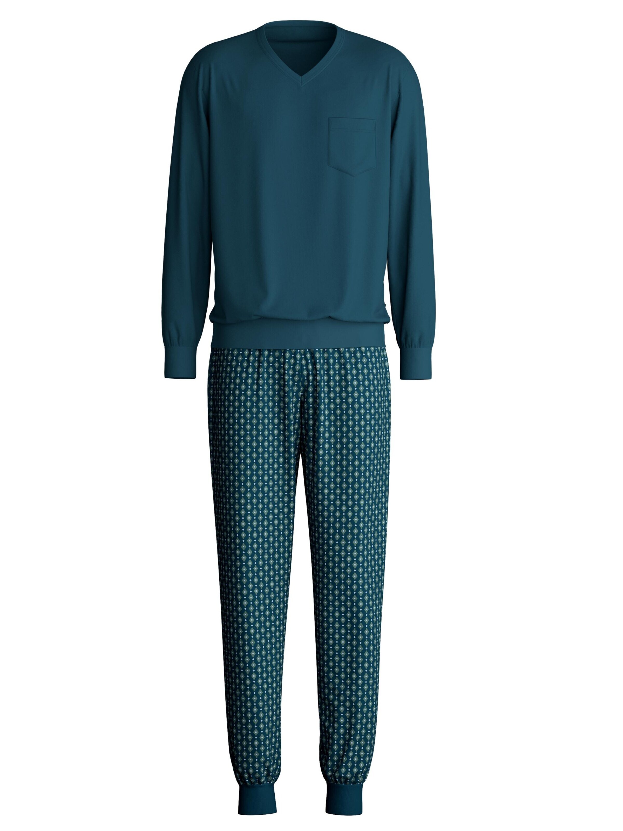 CALIDA Long Pajamas 'Relax Imprint' in Green: front