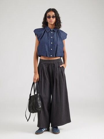 alife & kickin Wide leg Bandplooibroek 'NadetteAK' in Zwart