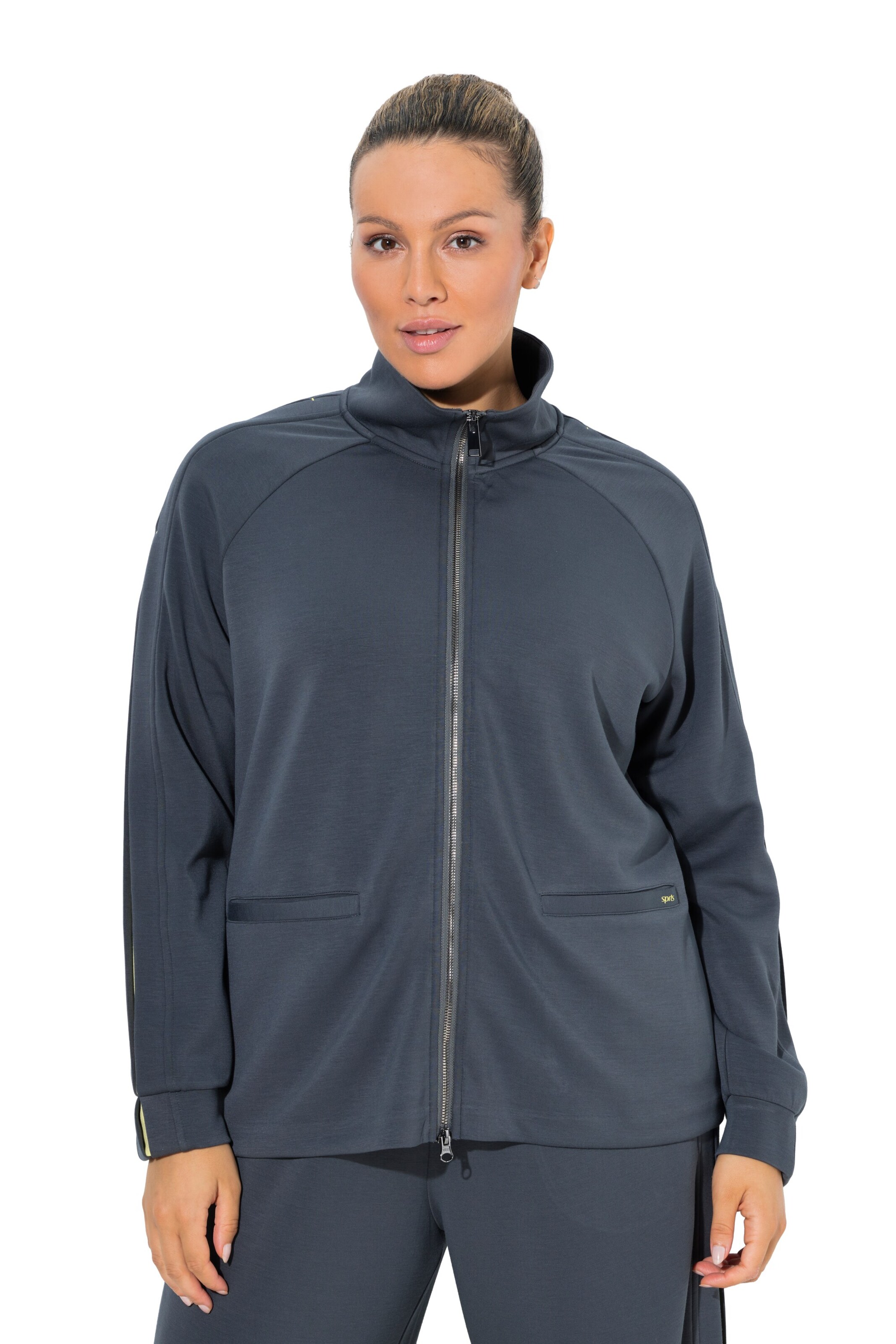 Ulla Popken Sweatvest in Grijs: voorkant