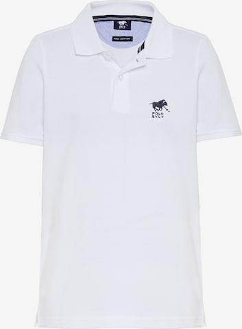 Polo Sylt Shirt ' mit Logo-Stickerei ' in White: front