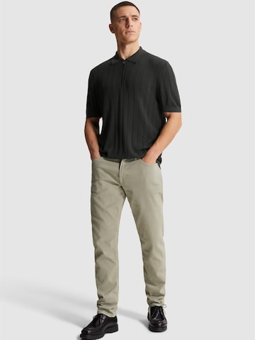 T-Shirt 'Polo shirt with zipper closure and allover texture' CAST IRON en gris