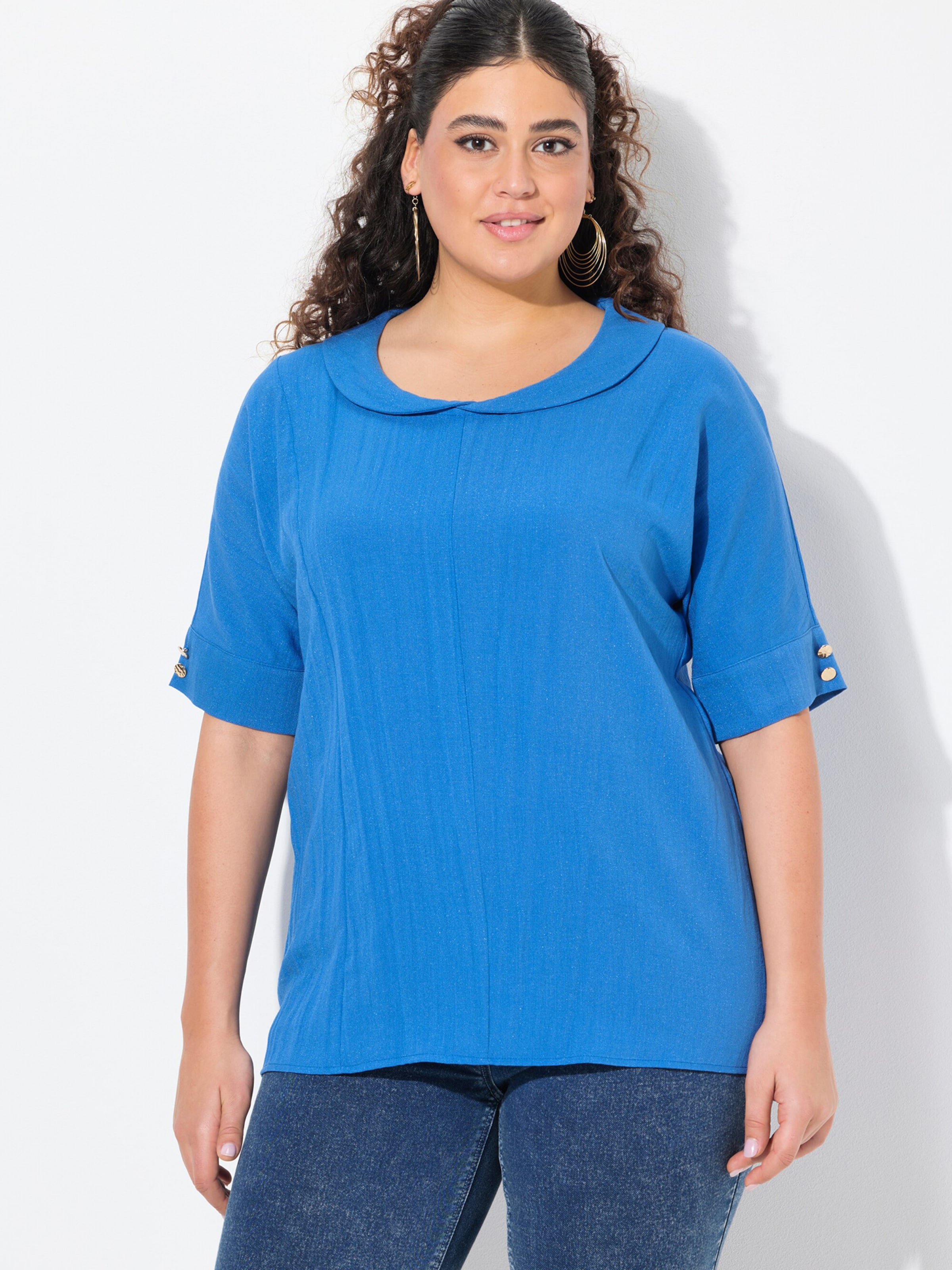 Ulla Popken Hemdbluse, Blütenstickerei, A-Linie, Hemdkragen - 11