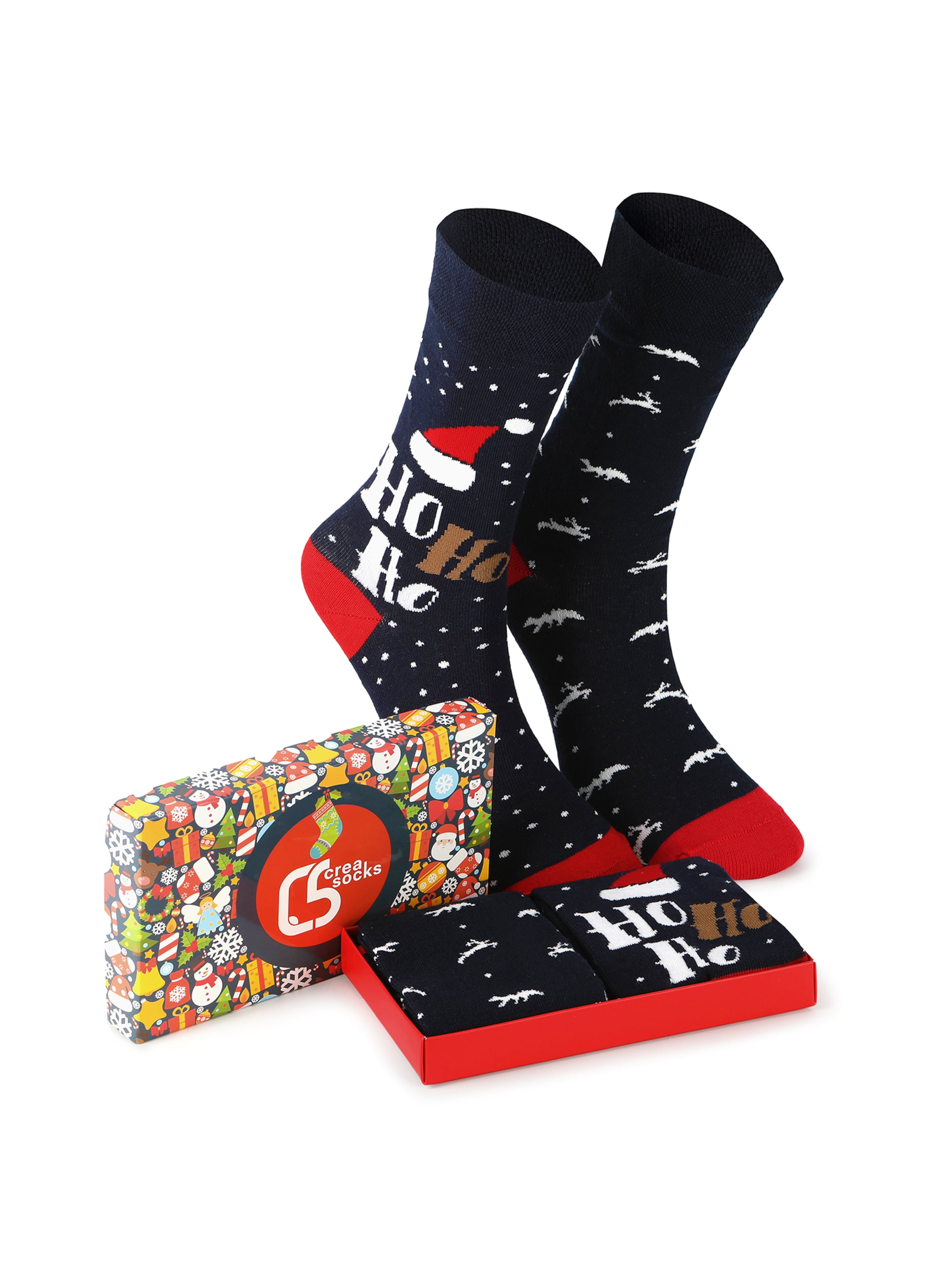 Calzino 'Weihnachten Ho Ho' di Crea Socks in colori misti: frontale