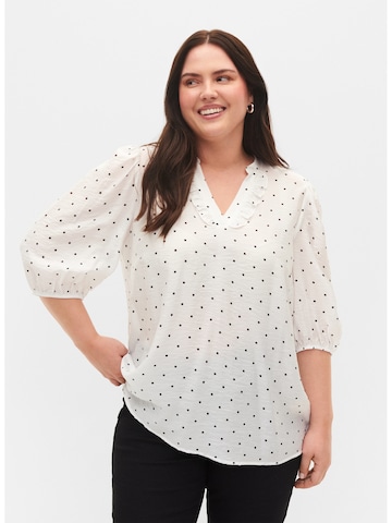 Zizzi - Blusa 'Ehuixi' en blanco: frente