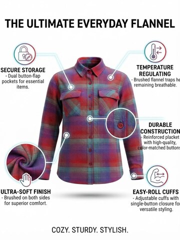 Chemisier 'Comfy Heavyweight Flannel Shirt' Radwa en rouge