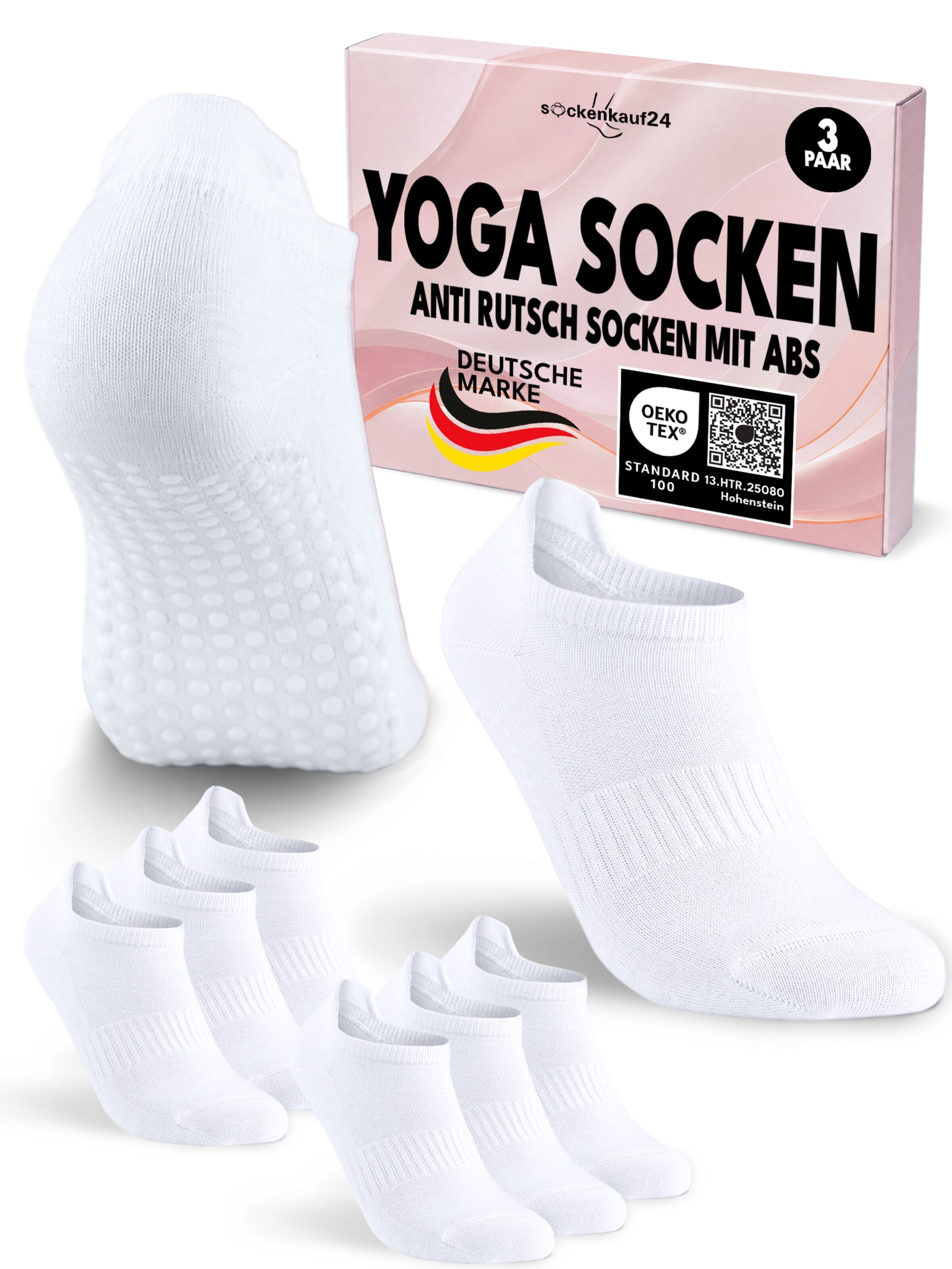 sockenkauf24 Athletic Socks 'Pilates & Yoga Sneaker Socken' in White: front