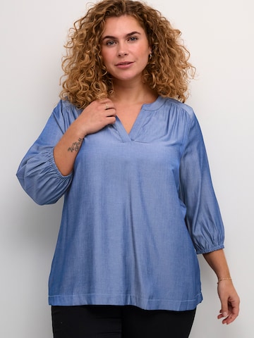 KAFFE CURVE Blouse 'Nora' in Blauw: voorkant
