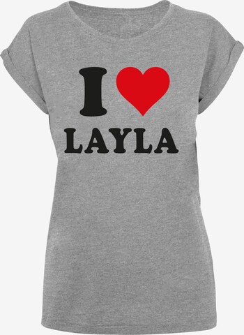 Merchcode Shirt 'I Love Layla' in Grijs: voorkant