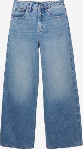 Wide leg Jeans de la Pull&Bear pe albastru: față