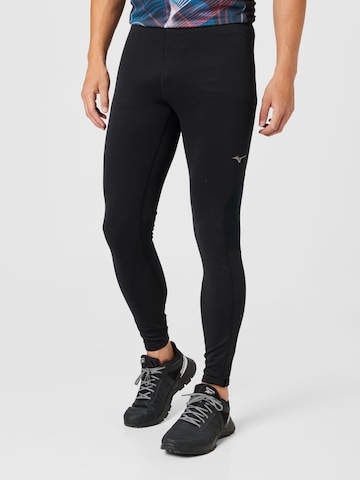 MIZUNO Skinny Workout Pants in Black: front