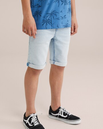 WE Fashion Слим Джинсы в Синий: спереди