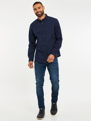 Threadbare Regular fit Button Up Shirt 'Trim' in Blue