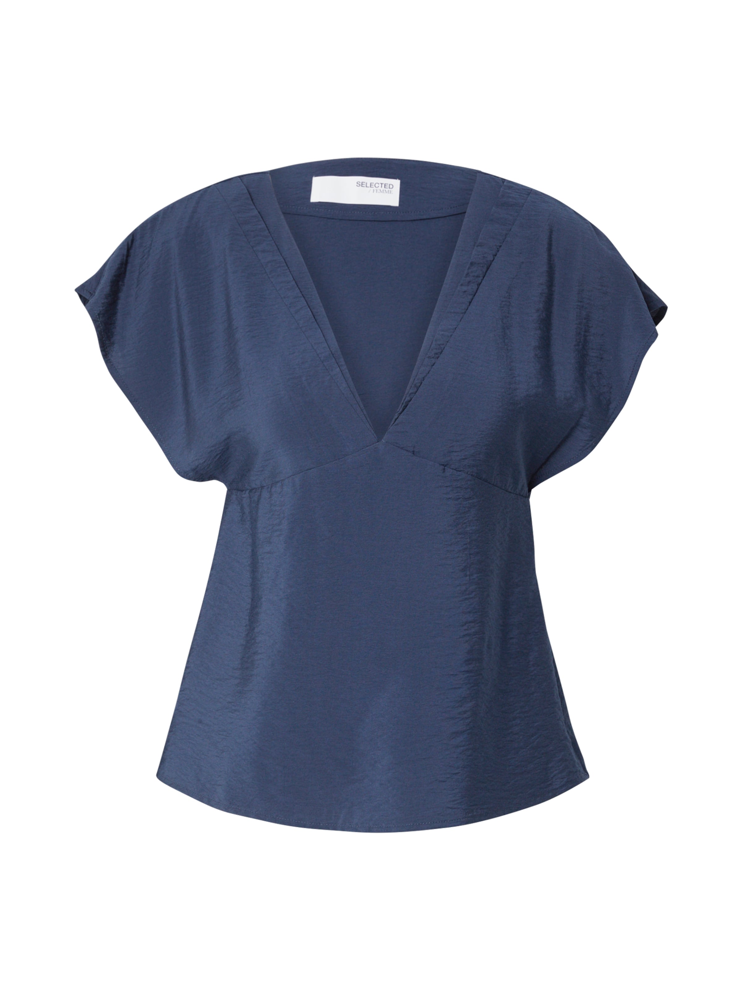 SELECTED Tunika 'SLFCALA SS V-NECK TOP EX' i blå: forside