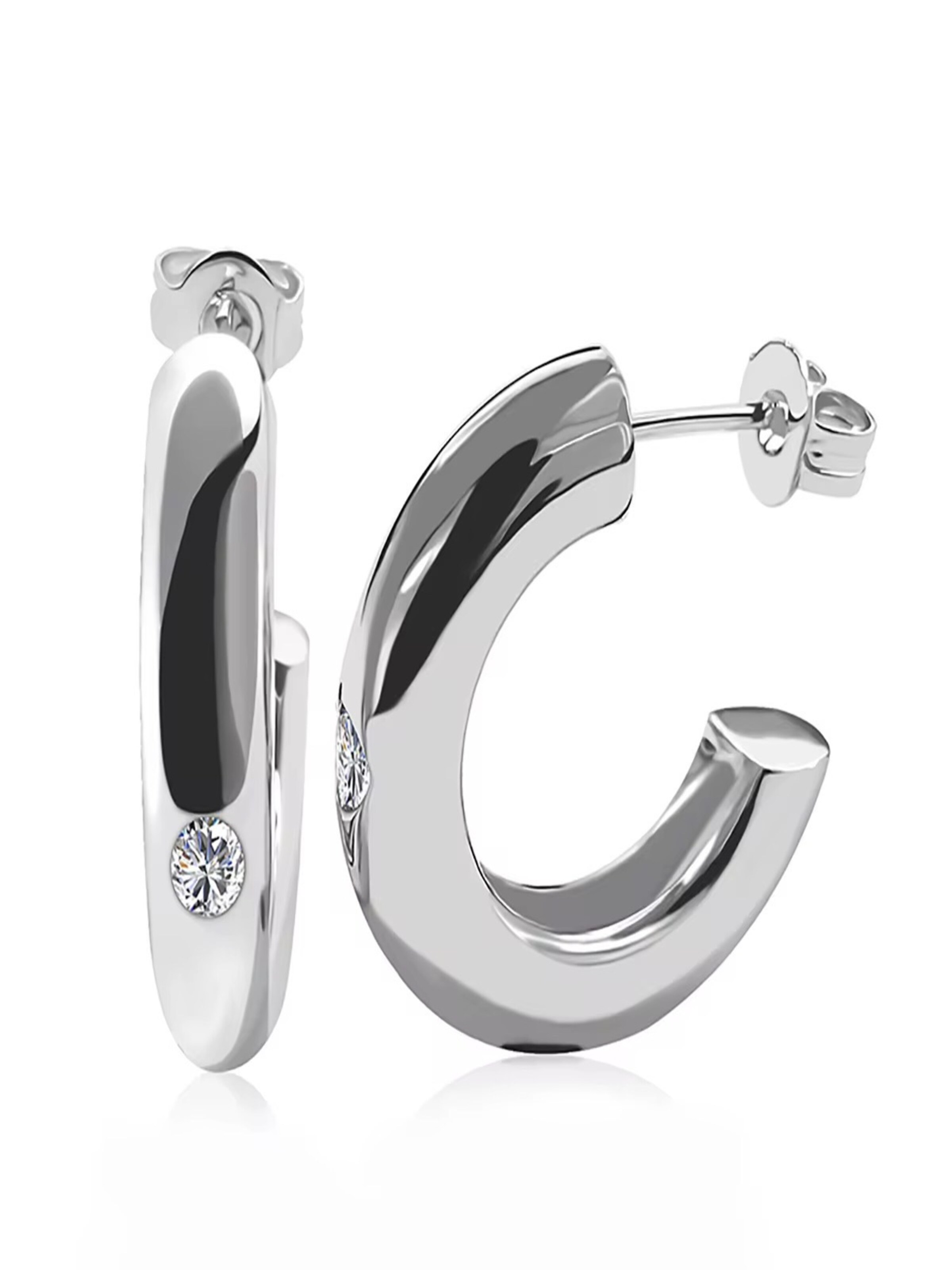 ROUGEMONT Jewellery Earrings 'Trendige Creolen 18K hochglanz Veredelung' in Silver: front