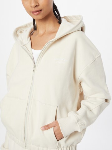 Calvin Klein Jeans Zip-Up Hoodie in White