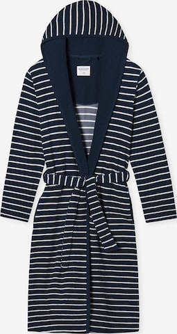 SCHIESSER Badjas lang  ' Feather Terry ' in Blauw: voorkant