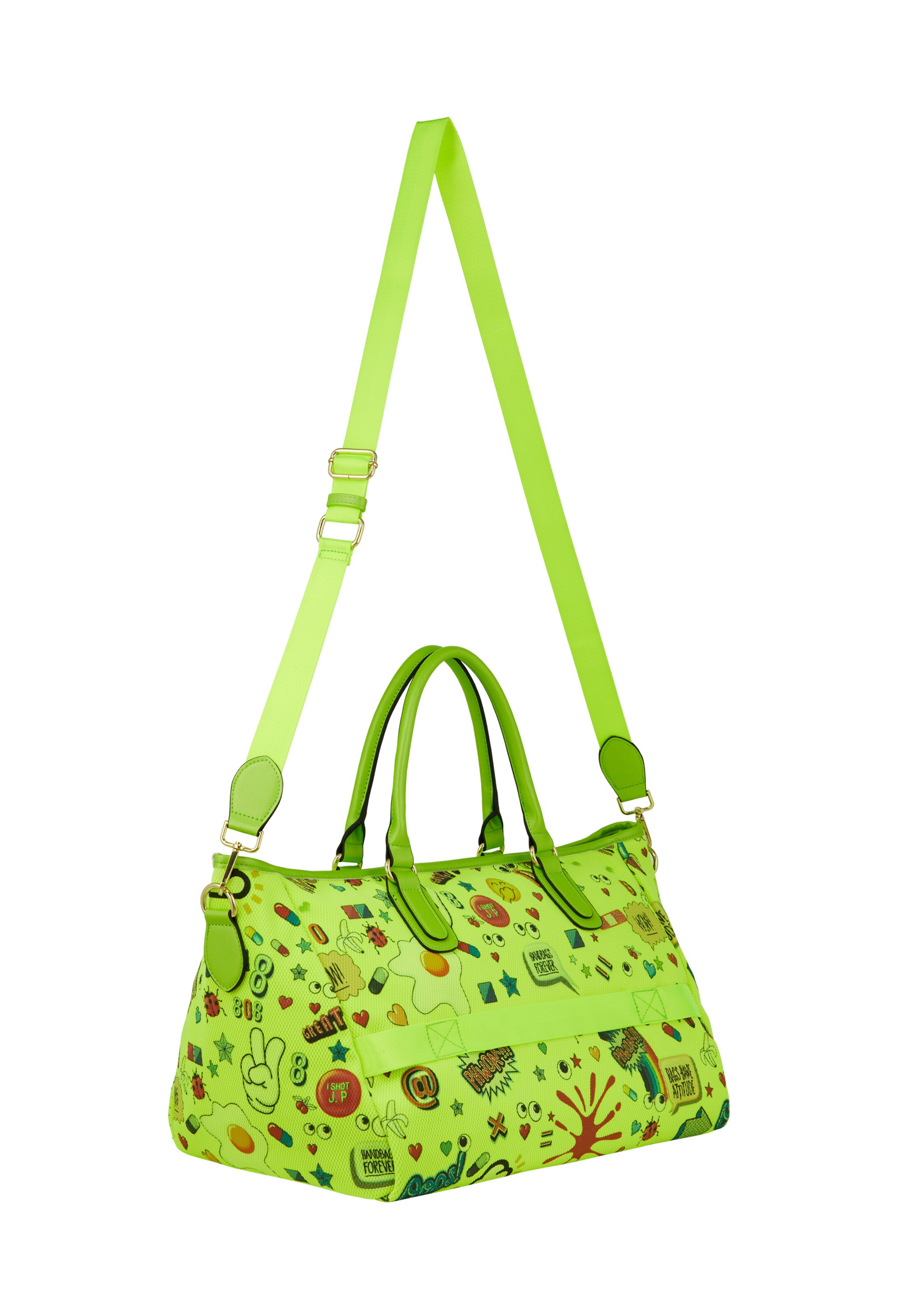 MYMO "Чанта тип ""Shopper""" 'Pop Eyetheme' в зелено